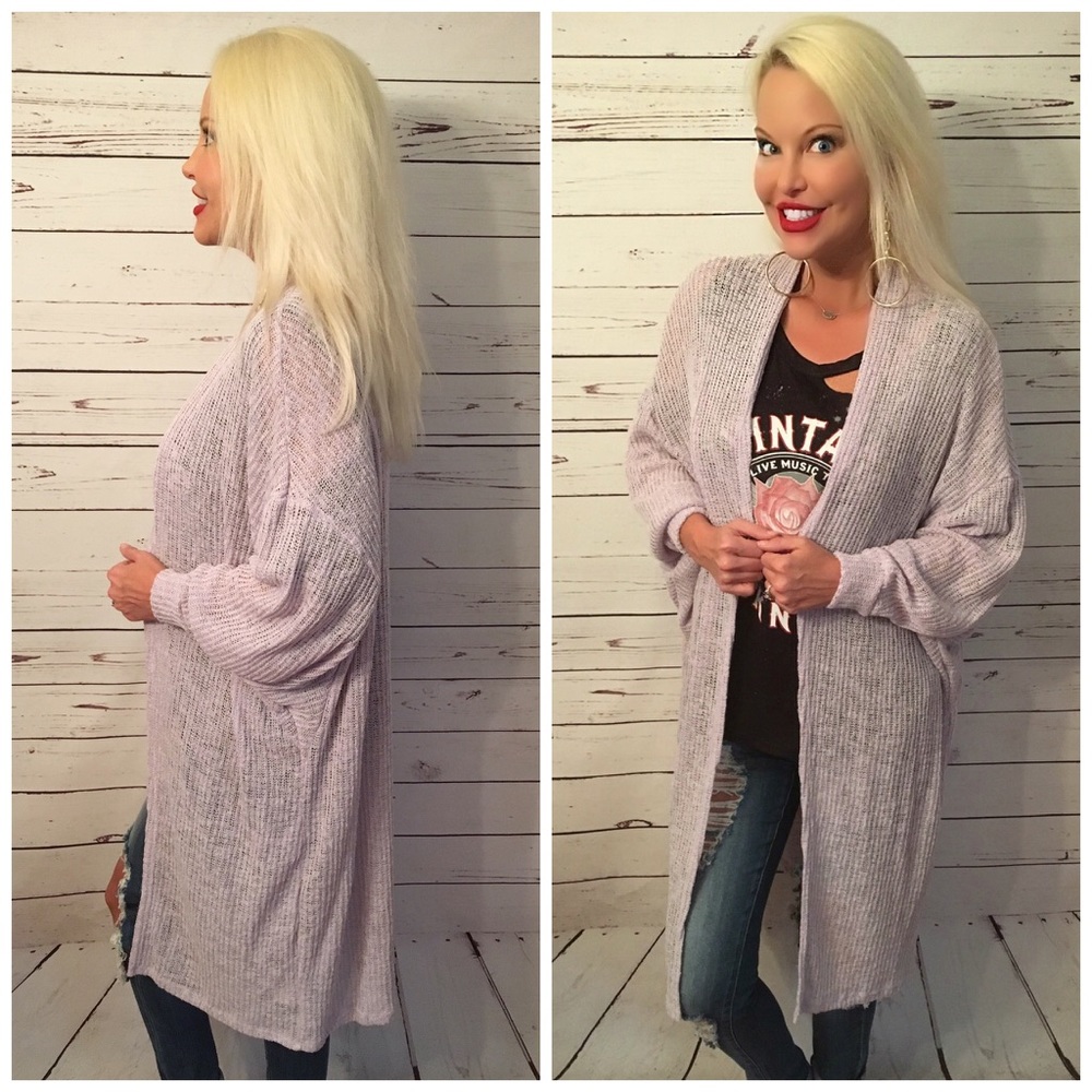 LAST 1!  Lilac Soft Long Line Sweater Cardigan! - Picture 2 of 3