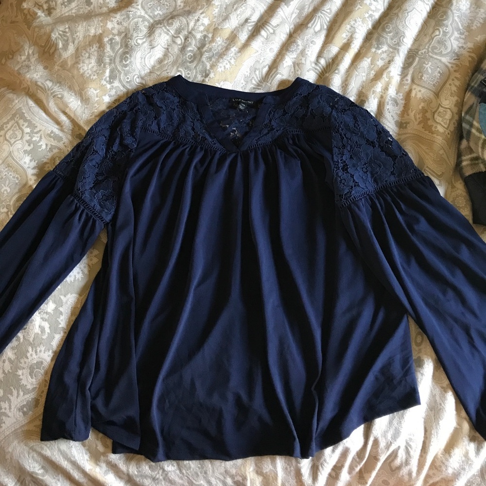 Navy bell Sleeve lace blouse