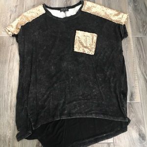 Black and gold sequin top