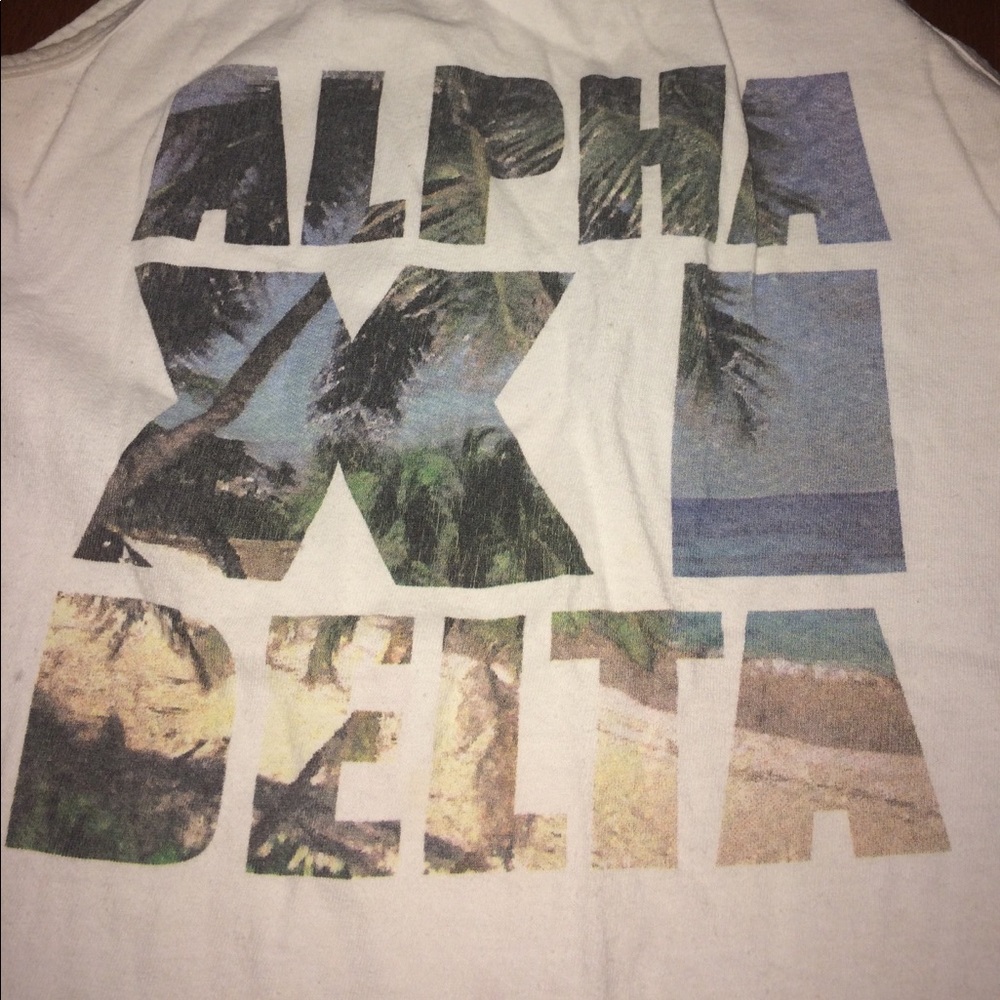Alpha Xi Delta white beach tank