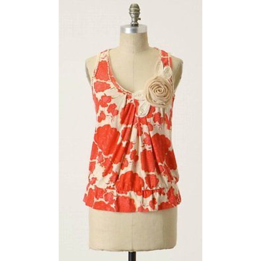 Anthro Deletta Red Floral Growing Conditions Top