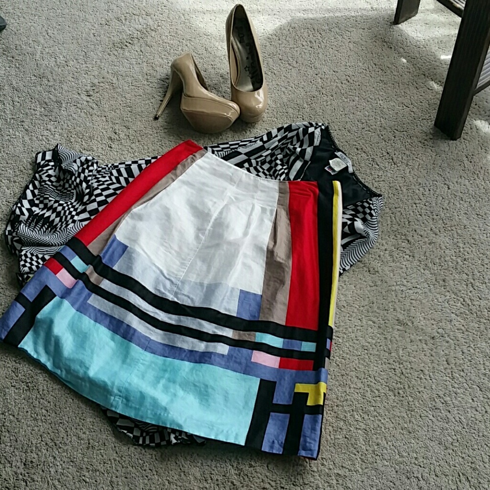 Linea Domani Color Block Skirt