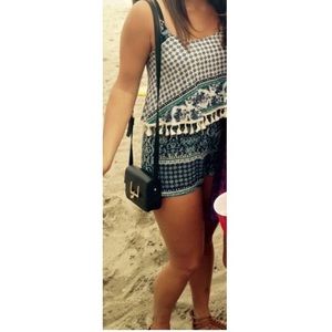 Blue Boho Fringe Romper