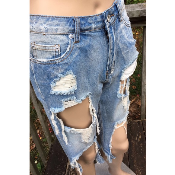 . JLUXLABEL Super Distressed Bermuda Denim Shorts - Picture 6 of 10