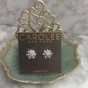 Carolee floral crystal button earrings