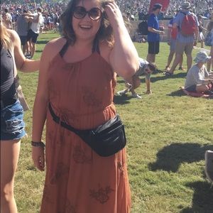 rust boho halter maxi dress