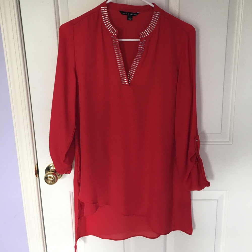 Long red blouse