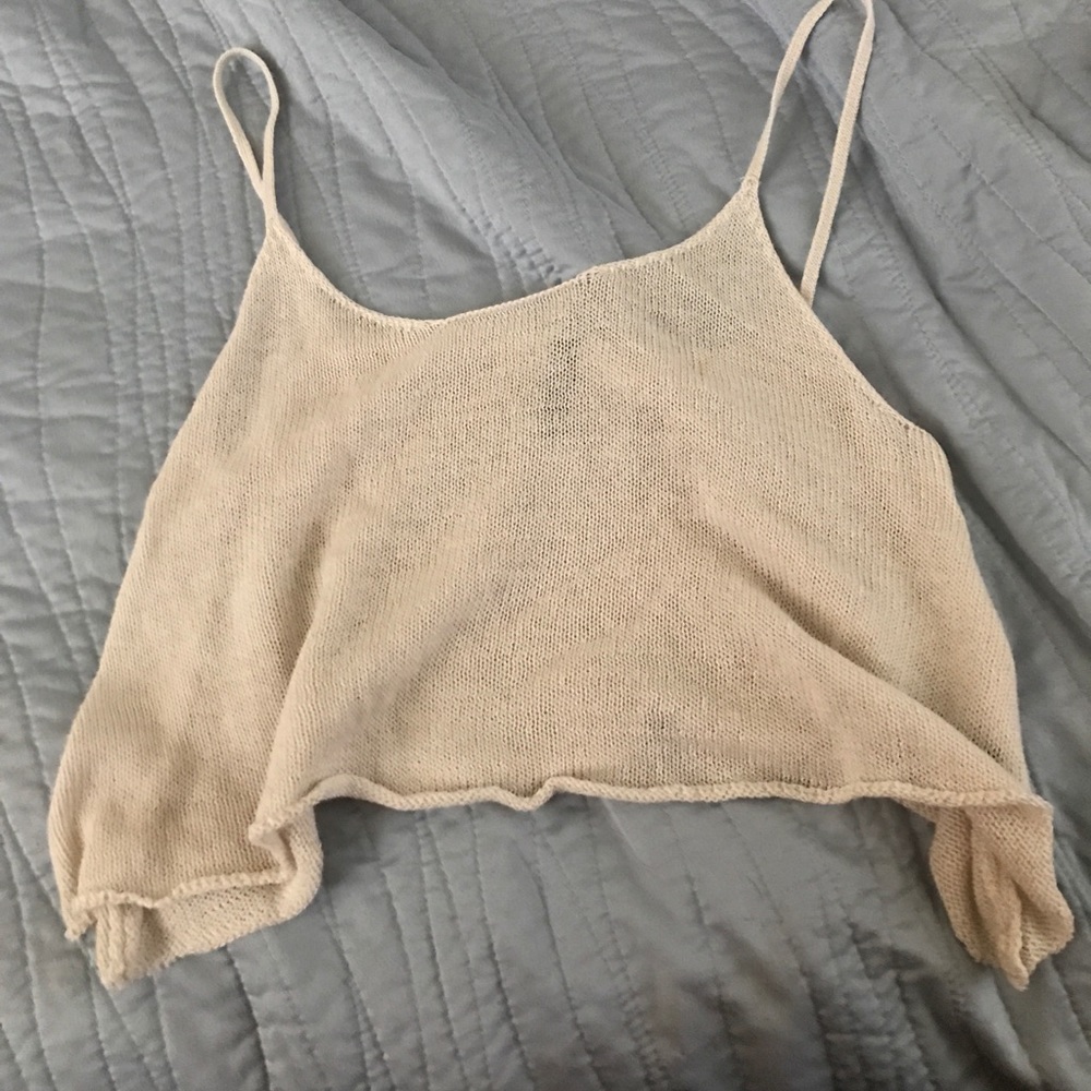 tan crochet crop top