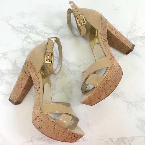 Michael Kors Shoes - Michael Kors Nude Cork Platform Heels