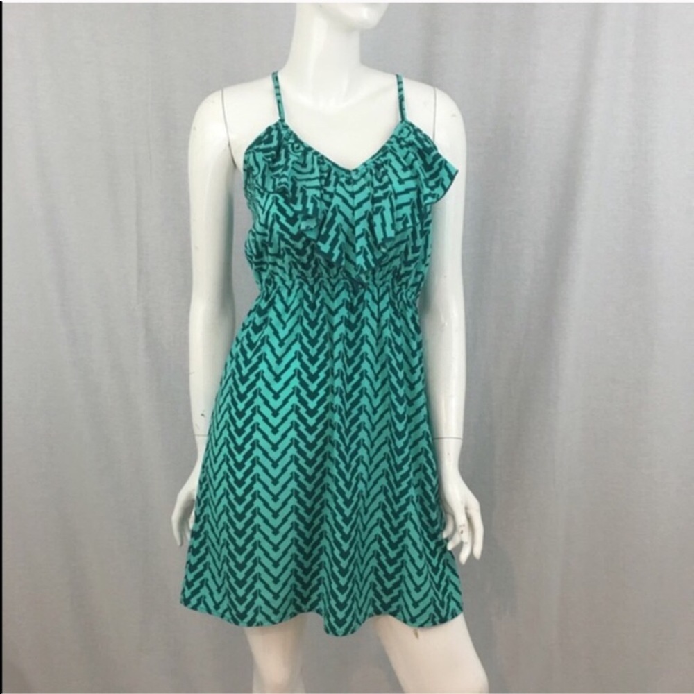 SOLD Size Small Francesca's Chevron Ruffle Dress - Picture 4 of 4