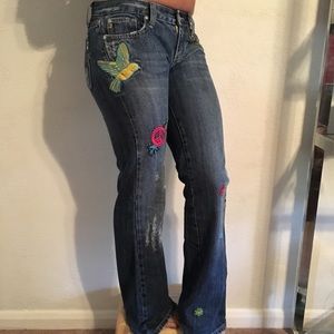 Miss Me Peace & Woodstock Patched Low-Rise Jeans