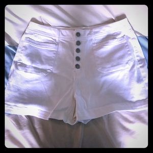 High rise white shorts