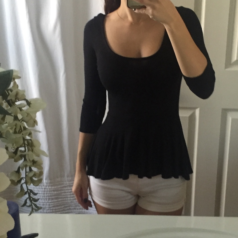 Black Preplum Top Missguided Small