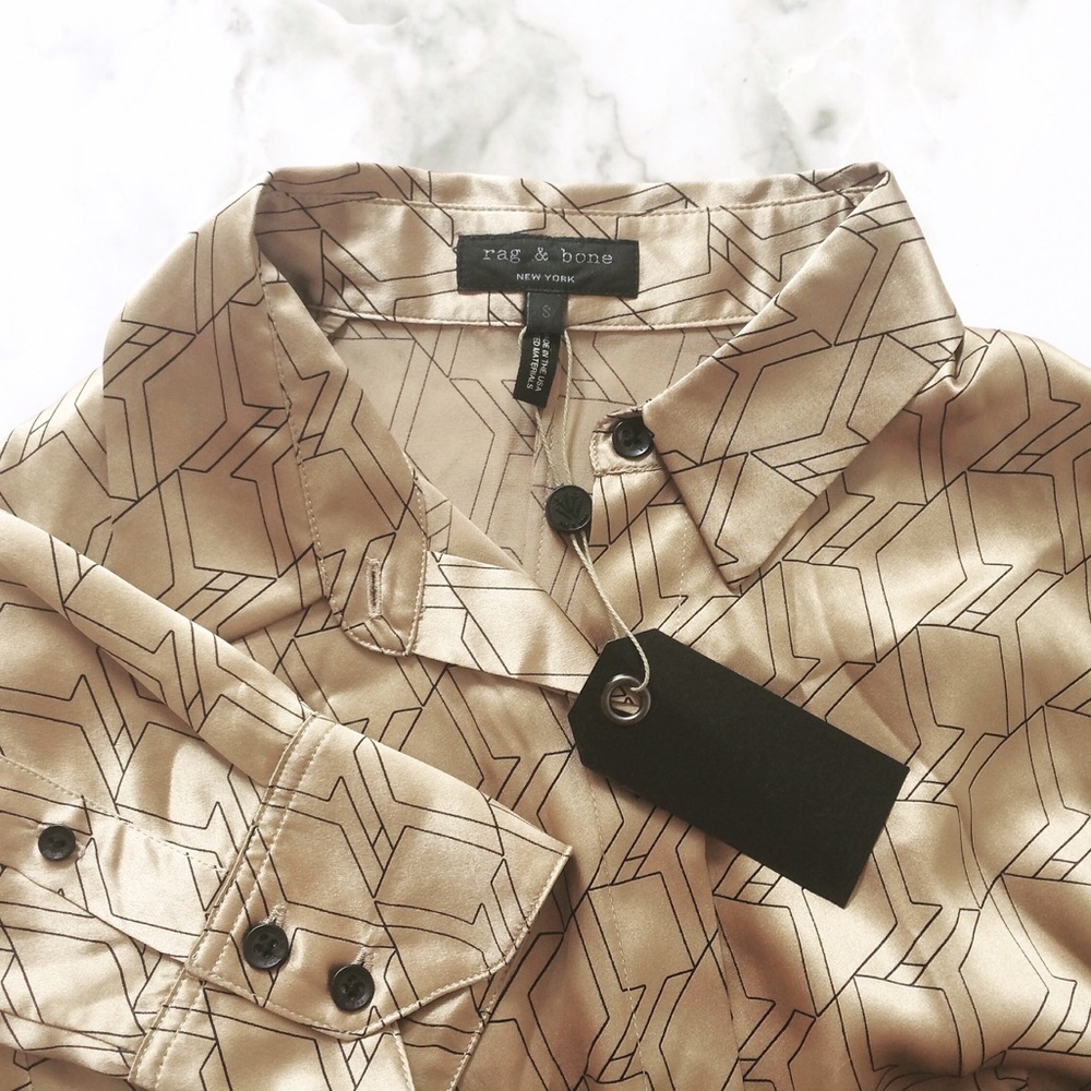 $370 RAG & BONE SILK SHIRT - Picture 1 of 8