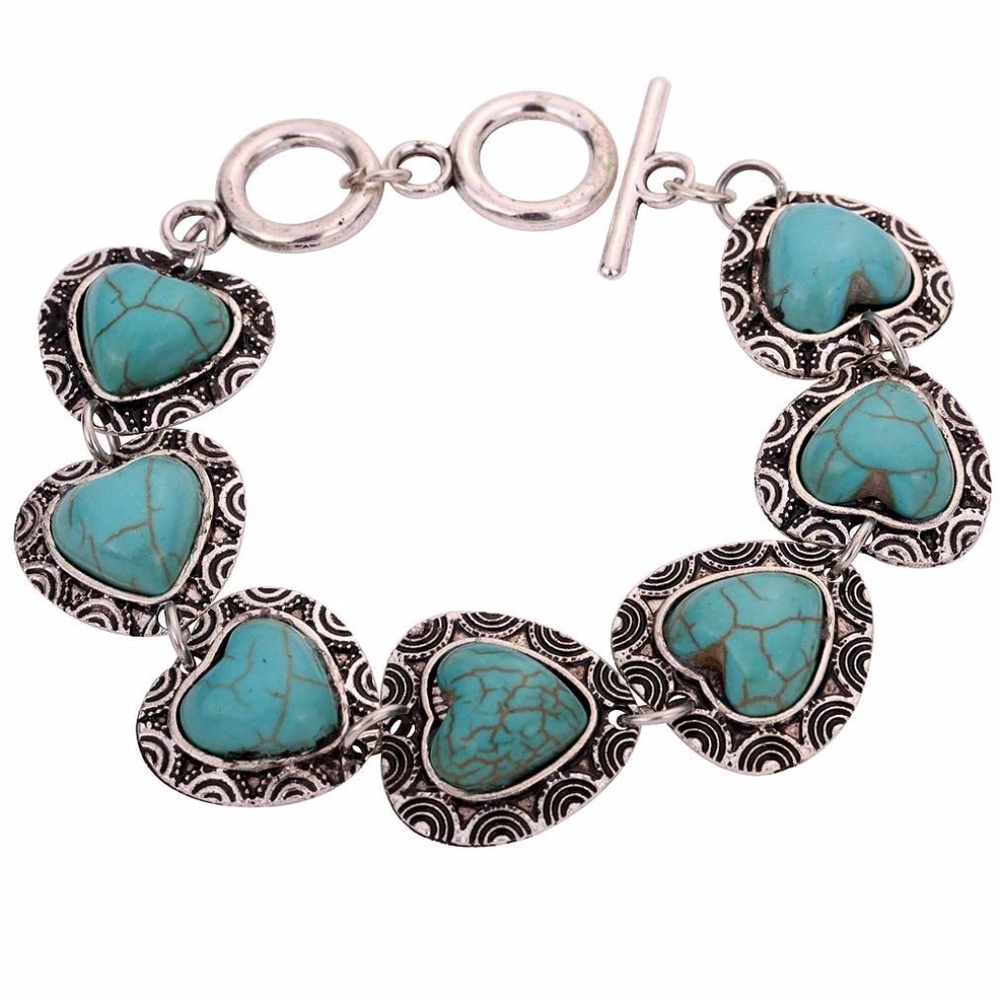 Turquoise Heart Toggle Bracelet