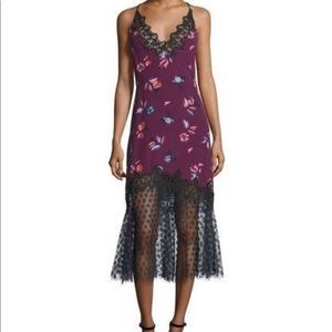 Rebecca Taylor Floral Print Lace Slip Dress