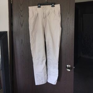 Your Neighbors light tan pleated pants