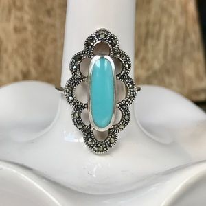 Vintage Inspired Art Deco Style Turquoise Ring