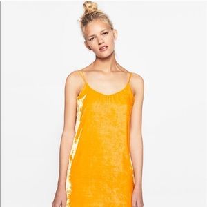 ZARA Trafaluc Tangerine Velvet Slip Dress