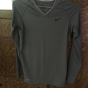 Gray Nike Pro Combat Fitted Top