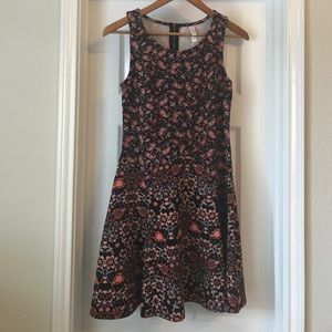 Paisley print fit and flare waffled dress