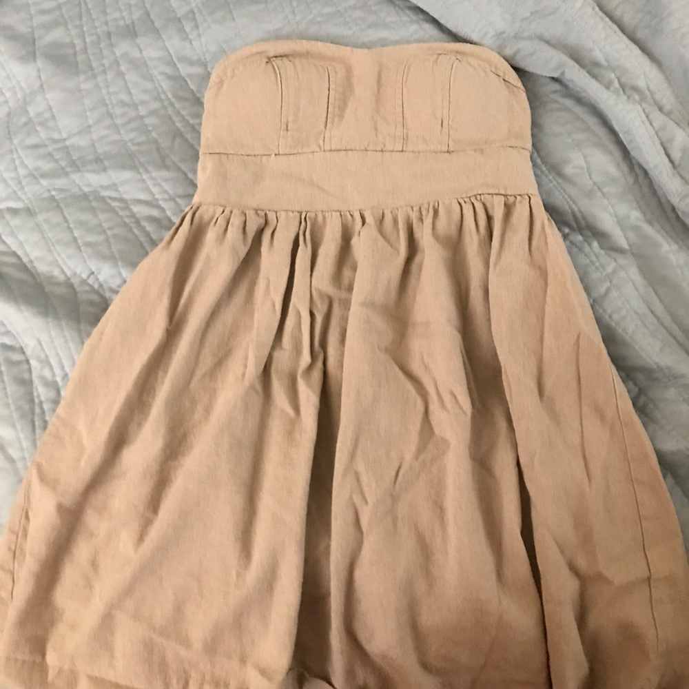 tan strapless dress