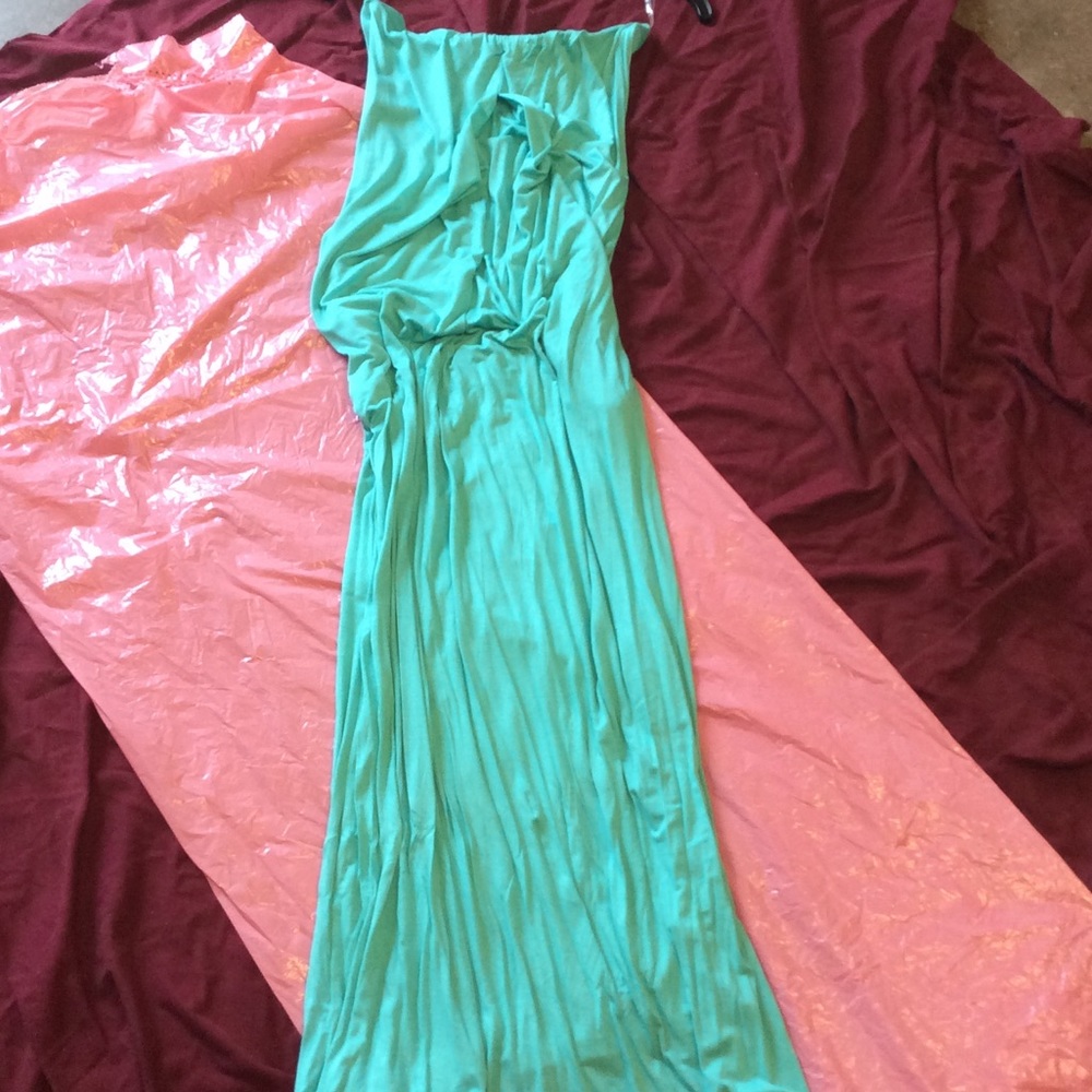 Bright blue not green strapless maxi