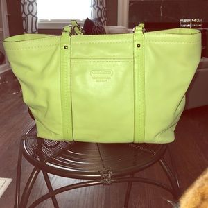 Green Leather Coach Tote
