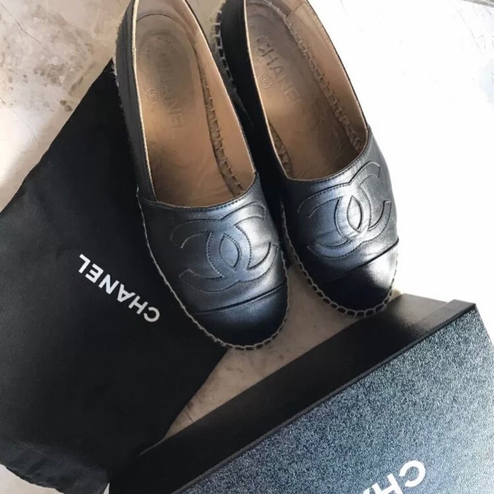 Chanel Espadrilles Black Leather