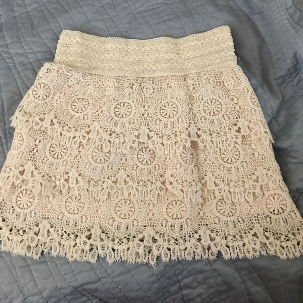 cream colored crochet skirt