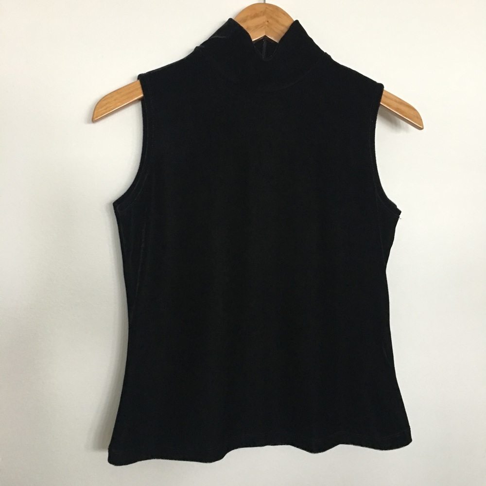 Black Velvet High Neck Top Sz M