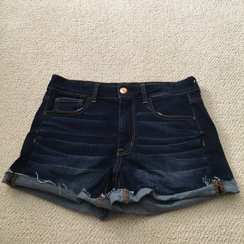 American Eagle Dark Wash High Rise Shorties