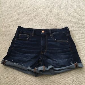 American Eagle Dark Wash High Rise Shorties