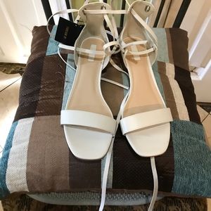 Forever 21 White Faux leather lace-up  low heel