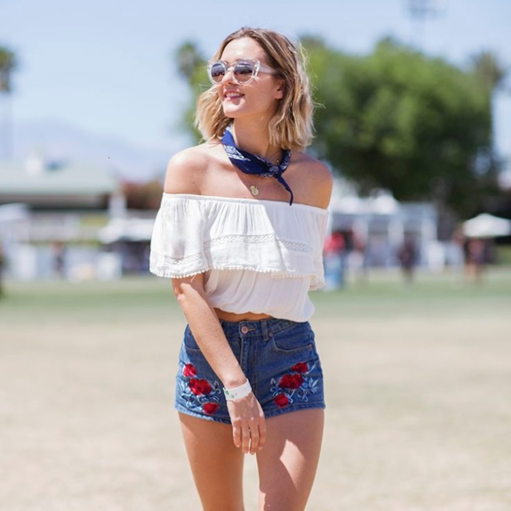 Off the Shoulder White Festival Top