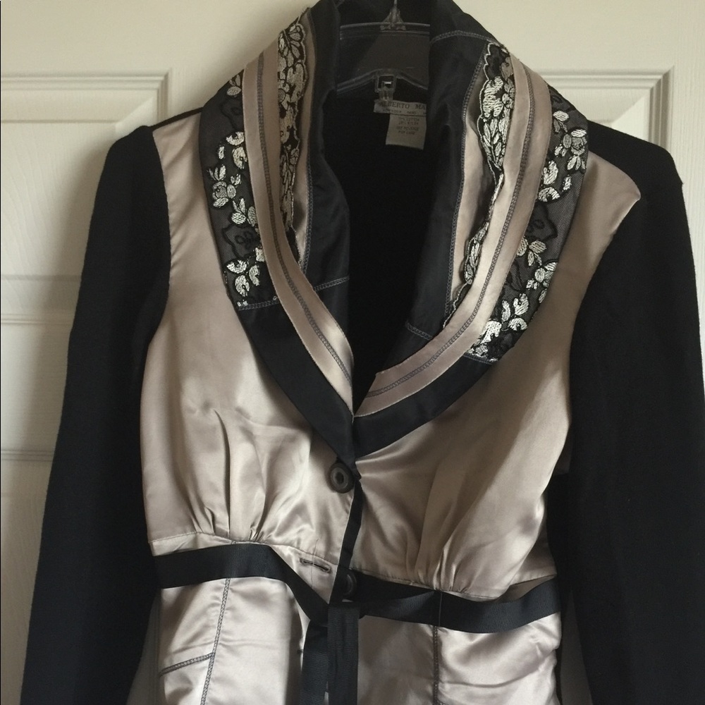 Alberto Makali Lace and Satin Cardigan