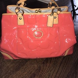 Coach Orange Patent Leather Shoulder Bag AUTHENTIC