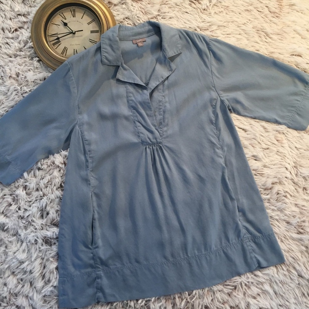 J. JILL Lagenlook Blue Tunic Small Petite Oversize