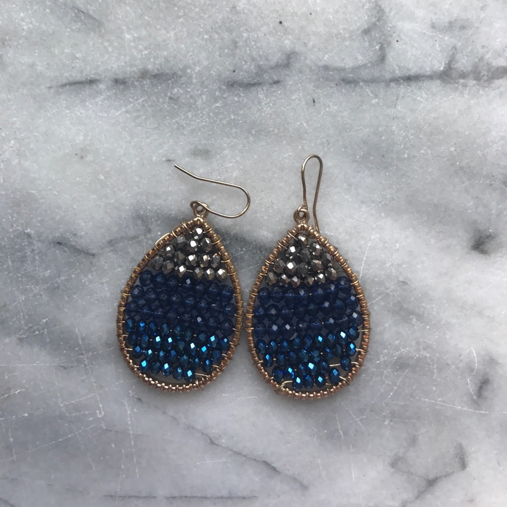Blue crystal dangle earrings