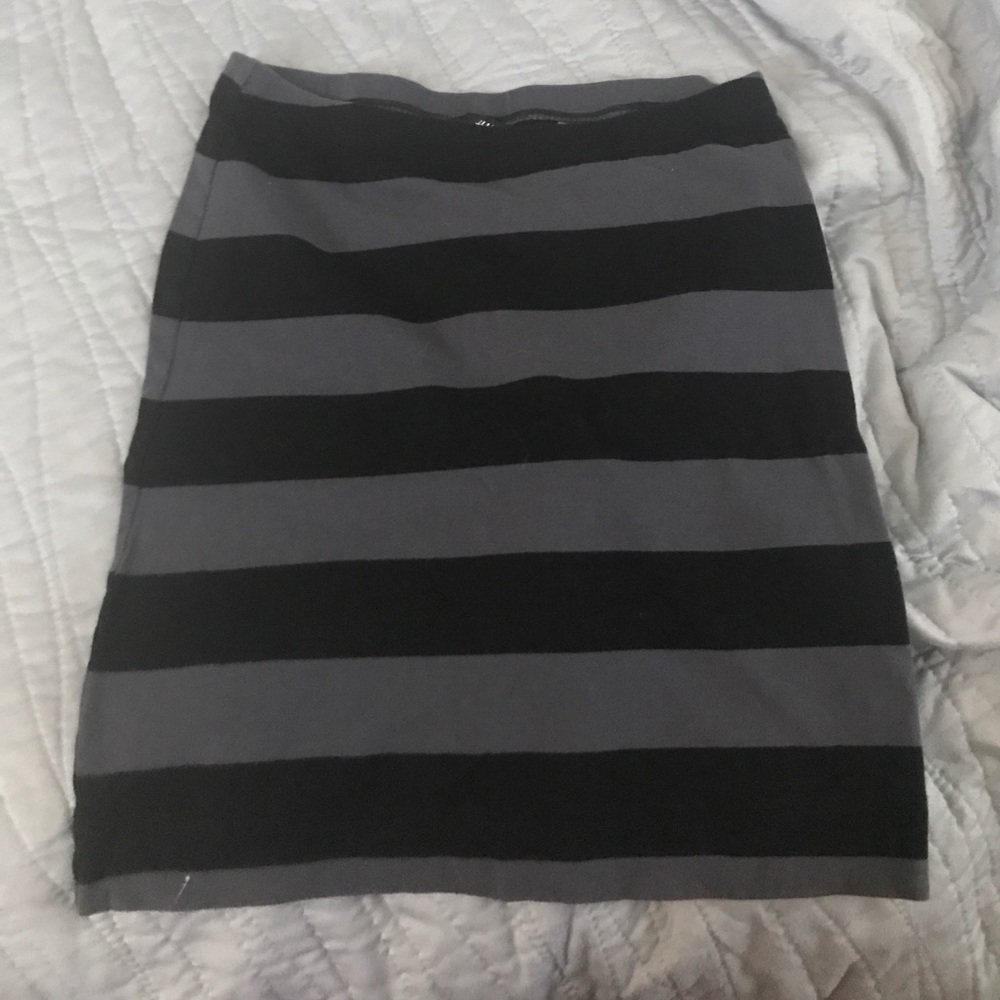 gray and black striped bodycon skirt
