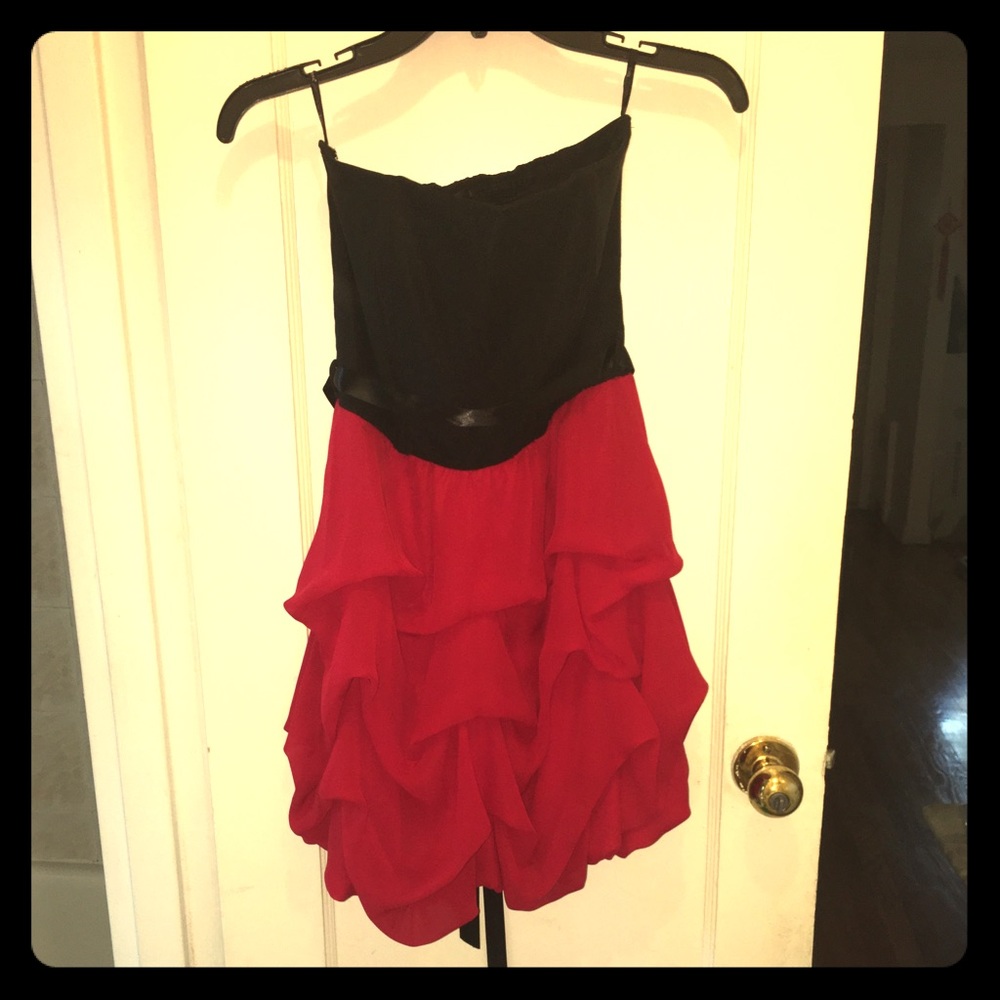 Strapless Special Occassion Black and Red Dress