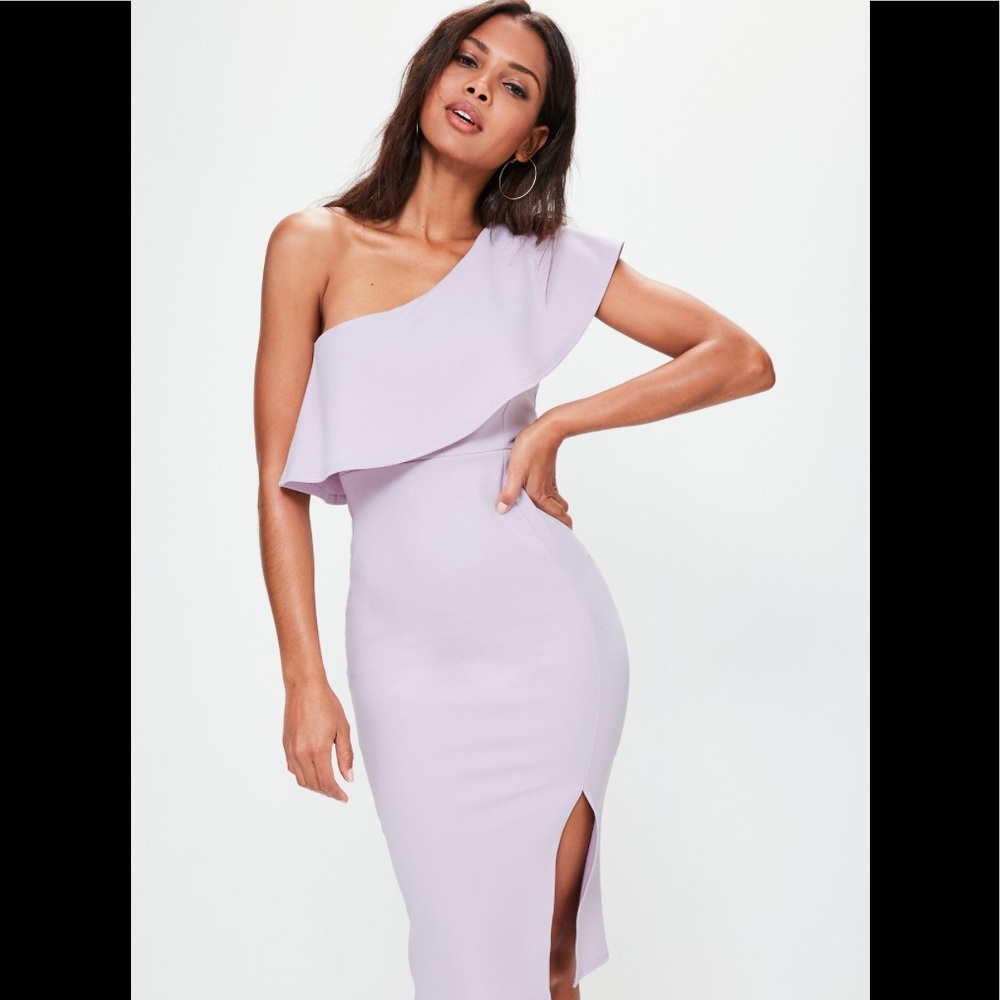 Missguided one shoulder frill dress