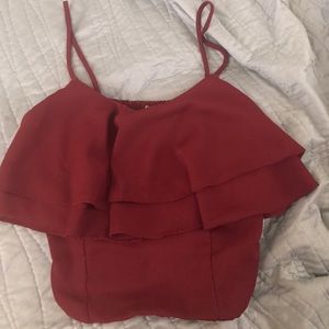 burgundy ruffle crop top