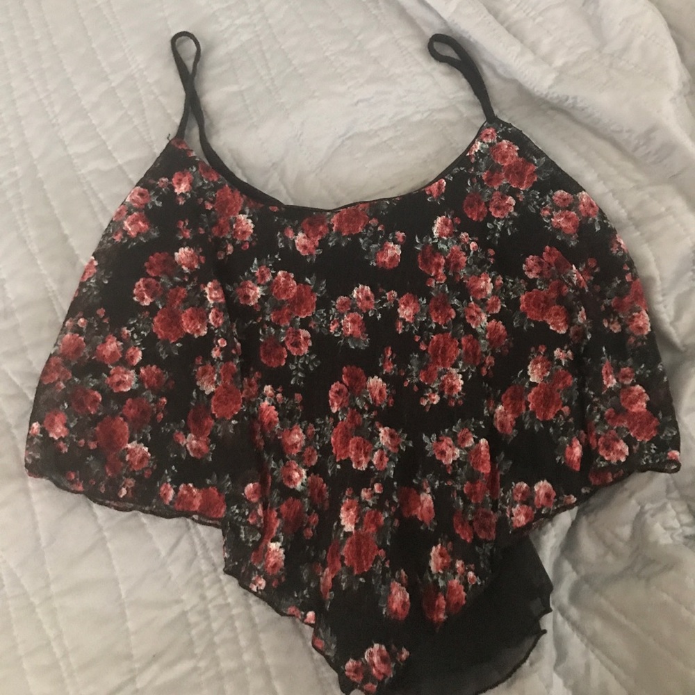 black and red floral crop top