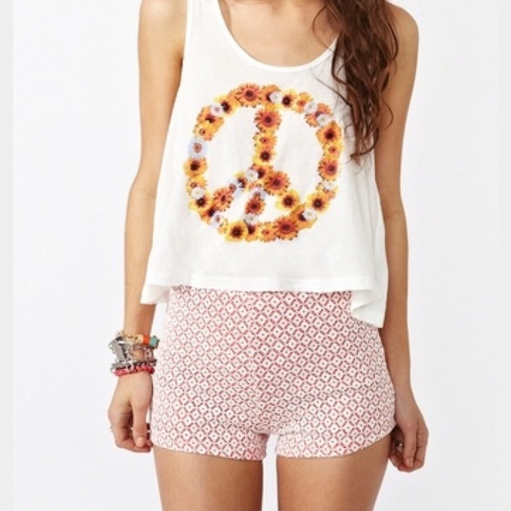 White & Pink Nasty Gal x Mink Pink shorts