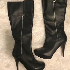 Black leather boots