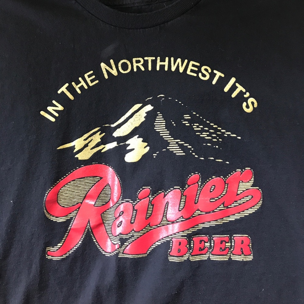 Rainier beer casual industries t shirt.