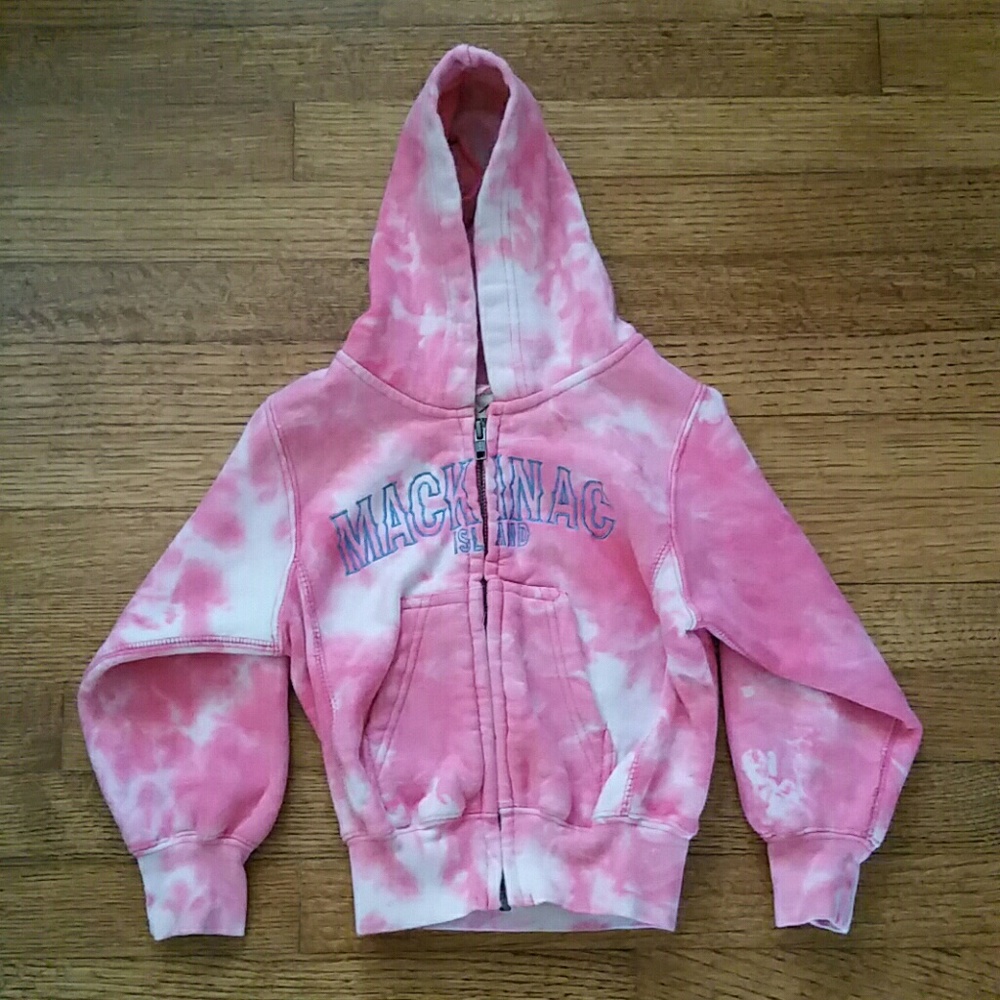 Pink and white jacket with hoodie XS