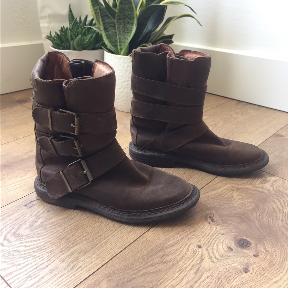 Jeffrey Campbell Brown Leather Three Strap Boots