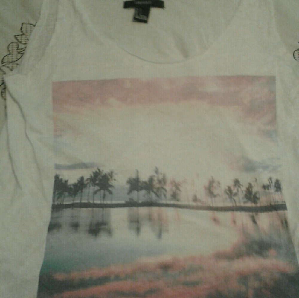 Beach front scene, crop top  tank